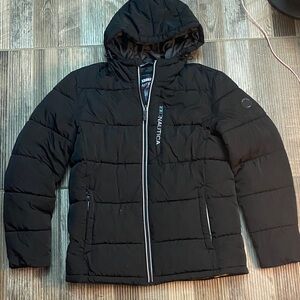 Nautica Men's Hooded Black Puffer Coat